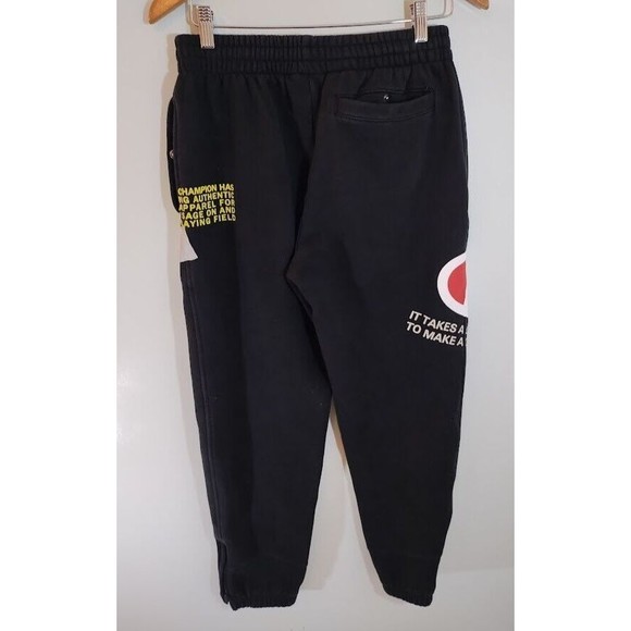 Champion Men Small Black Jogger Pants Sweatpants Snap Pockets Zipper Leg - Picture 2 of 12